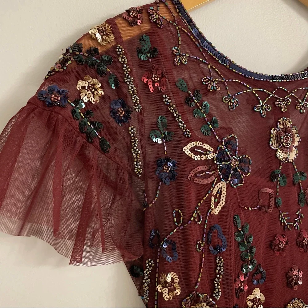 Gianni Bini Burgundy Embellished Midi Dress - Picture 3 of 9